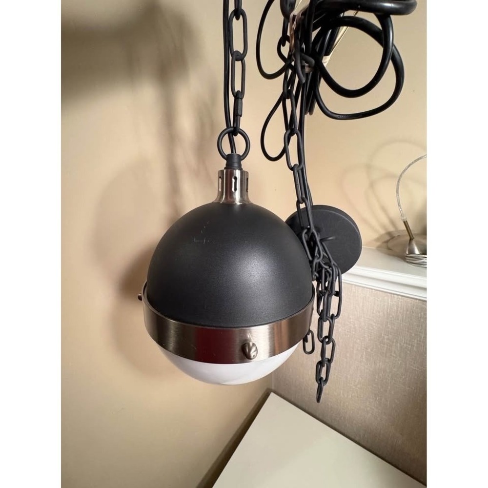 Matteo Lighting C61801BN Torino Small Pendant Light Black Brushed Nickel Opal